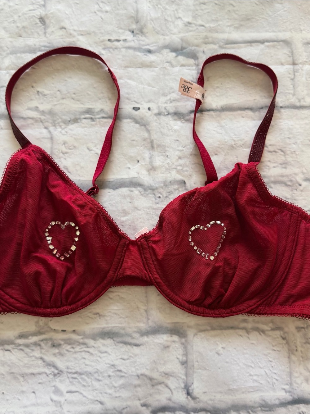 Victoria’s Secret Very Sexy Bra 38C | NWOT Red Crystal Unlined Demi